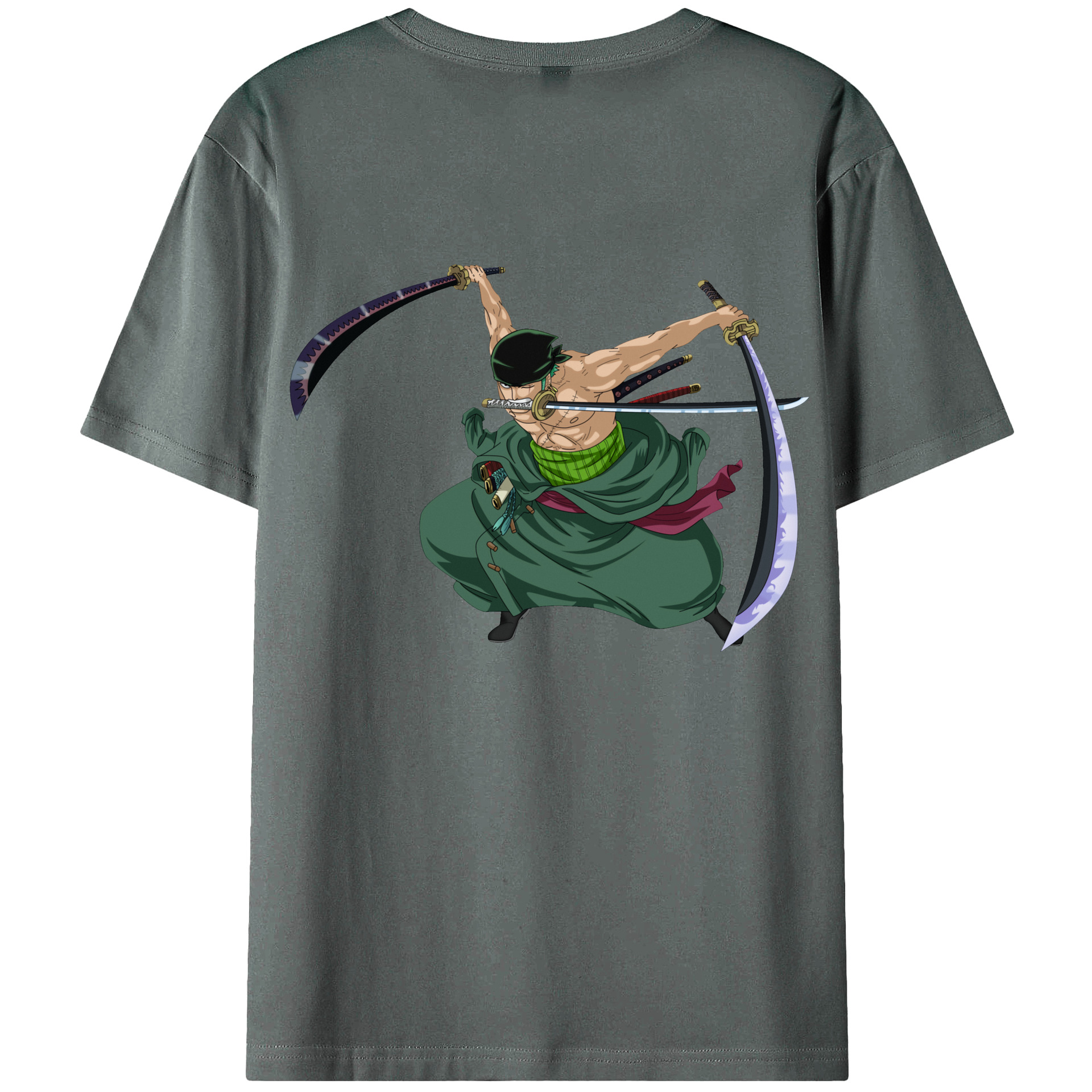 ワンピース ロロノア・ゾロ ONE PIECE Roronoa Zoro 綿100％ メンズ半袖Tシャツ（バックプリント） 通気性